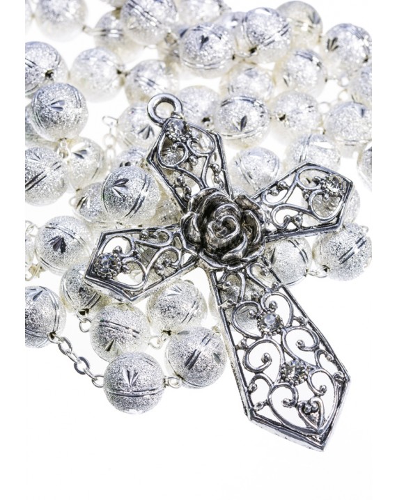 Satin Aluminium big  Rosary - Silver color