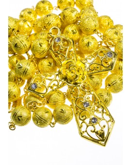 Satin Aluminium big  Rosary - Gold plated