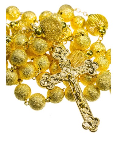 Satin and Shiny metal Rosary - Gold plated