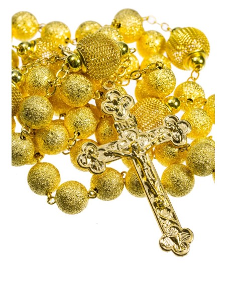 Satin and Shiny metal Rosary - Gold plated