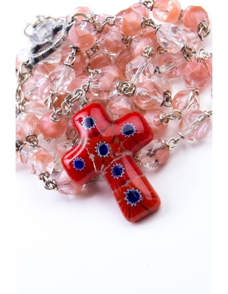 Pink and Red Murrina Rosary Pink and Red Murrina Rosary