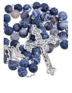 Satin Translucent Variegate Agate Rosary - Turquoise 10 Satin Translucent Variegate Agate Rosary - Turquoise 10