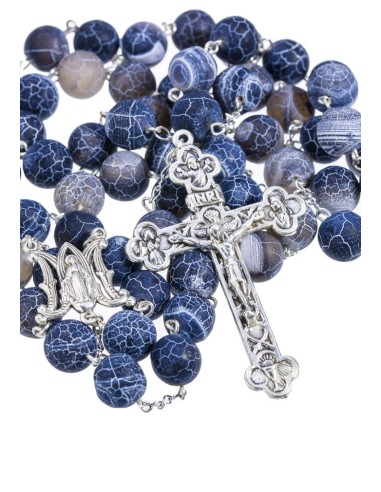 Satin Translucent Variegate Agate Rosary - Turquoise 10 Satin Translucent Variegate Agate Rosary - Turquoise 10