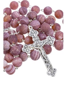 Satin Translucent Variegate Agate Rosary - Giade 10 Satin Translucent Variegate Agate Rosary - Giade 10