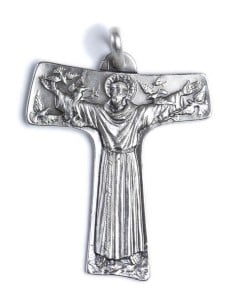 Sterling Silver St. Francis from Assisi Tau Cross Pendant