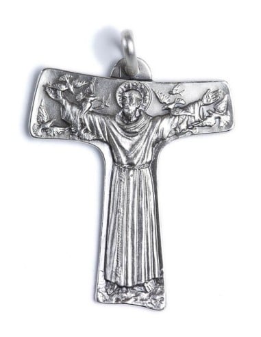 Sterling Silver St. Francis from Assisi Tau Cross Pendant