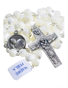 Pope Francis Mother of pearl Rosary with Papal Crucifix