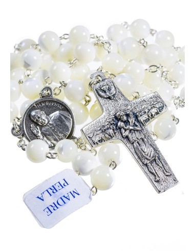 Pope Francis Mother of pearl Rosary with Papal Crucifix