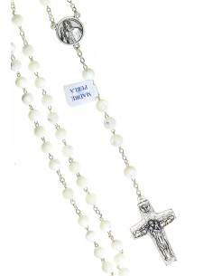 Pope Francis Mother of pearl Rosary with Papal Crucifix