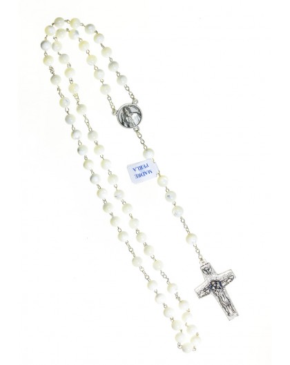 Pope Francis Mother of pearl Rosary with Papal Crucifix