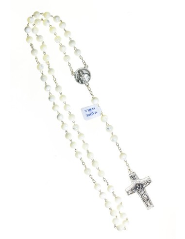 Pope Francis Mother of pearl Rosary with Papal Crucifix