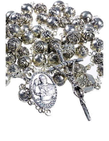 Pope Francis Metal Roses Rosary with Pastoral Crucifix Pope Francis Metal Roses Rosary with Pastoral Crucifix
