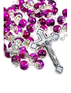 Glass fuchsia variegated beads Rosary Glass fuchsia variegated beads Rosary
