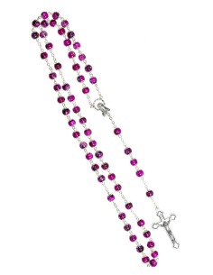 Glass fuchsia variegated beads Rosary