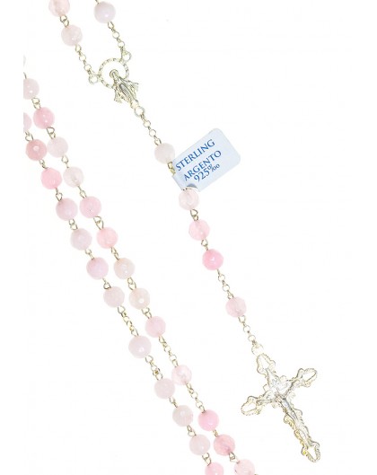 Pink Quartz Silver Rosary