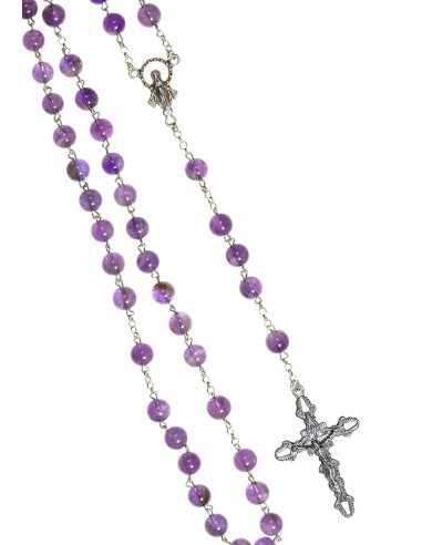 Violet amethyst Silver Rosary