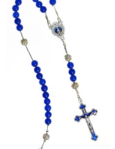 Blue Agate and Strass - Enamelled Crucifix Necklace Blue Agate and Strass - Enamelled Crucifix Necklace