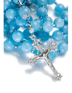 Pure Sky Blu Angelite Rosary with ancient Sterling Silver Crucifix Pure Sky Blu Angelite Rosary with ancient Sterling Silver Crucifix