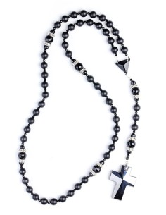 Total Black matte Onyx, Faceted Glossy Onyx, strass rings, Swarovski Crucifix Total Black matte Onyx, Faceted Glossy Onyx, strass rings, Swarovski Crucifix