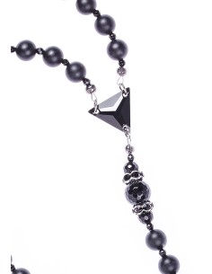 Total Black matte Onyx, Faceted Glossy Onyx, strass rings, Swarovski Crucifix Total Black matte Onyx, Faceted Glossy Onyx, strass rings, Swarovski Crucifix