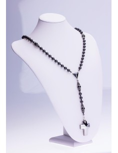 Total Black matte Onyx, Faceted Glossy Onyx, strass rings, Swarovski Crucifix Total Black matte Onyx, Faceted Glossy Onyx, strass rings, Swarovski Crucifix