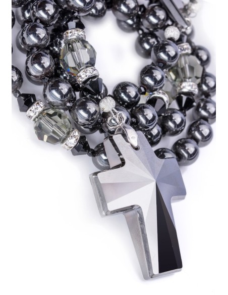Swarovski Jet Black beads and Crucifix, Hematite and Black Crystals. Swarovski Jet Black beads and Crucifix, Hematite and Black Crystals.