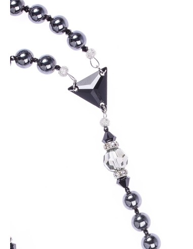 Swarovski Jet Black beads and Crucifix, Hematite and Black Crystals.