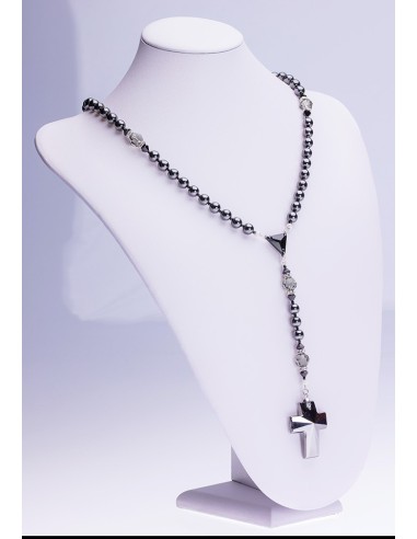 Swarovski Jet Black beads and Crucifix, Hematite and Black Crystals.