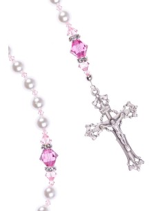 Freshwater Pearls, Pink Swarovski Crystals, Strass rings. Sterling Silver. Freshwater Pearls, Pink Swarovski Crystals, Strass rings. Sterling Silver.