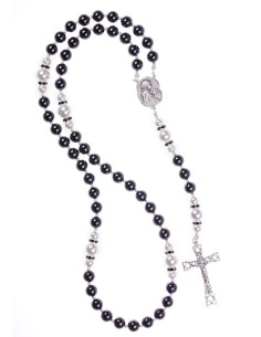 Black Onyx, Freshwater White Pearls, Sterling Silver 925 precious Crucifix and Center Black Onyx, Freshwater White Pearls, Sterling Silver 925 precious Crucifix and Center