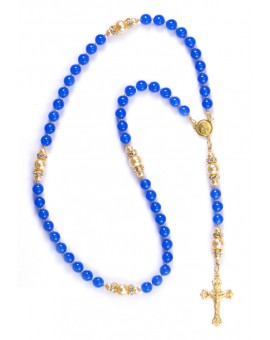 Sweet Blue and Satin Gold Rosary