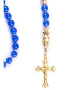 Sweet Blue and Satin Gold Rosary Sweet Blue and Satin Gold Rosary