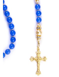 Sweet Blue and Satin Gold Rosary