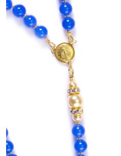 Sweet Blue and Satin Gold Rosary