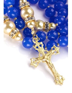 Sweet Blue and Satin Gold Rosary