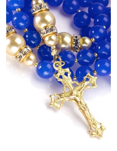 Sweet Blue and Satin Gold Rosary