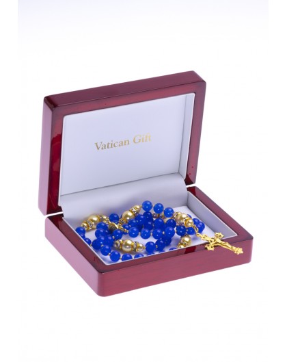 Sweet Blue and Satin Gold Rosary