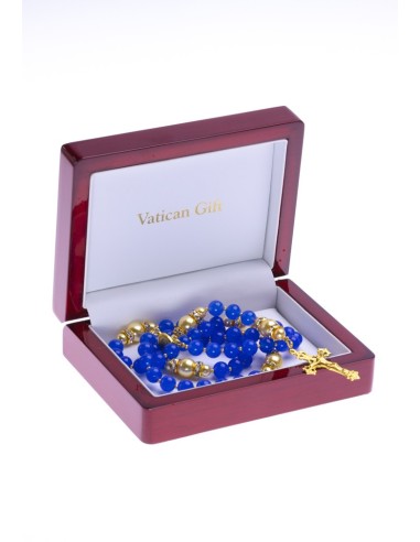 Sweet Blue and Satin Gold Rosary