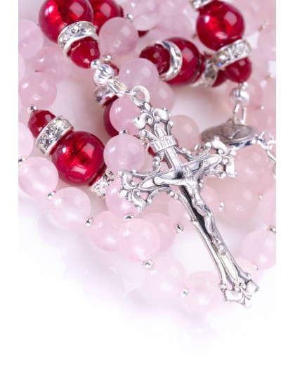 Deep Scarlet Red an Pink Rosary