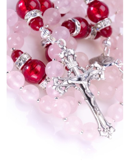 Deep Scarlet Red an Pink Rosary