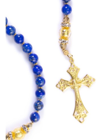 Navy Blue Lapislazuli and Gold Rosary