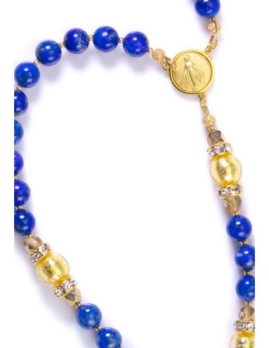 Navy Blue Lapislazuli and Gold Rosary