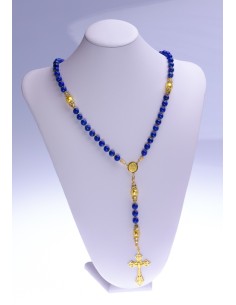 Navy Blue Lapislazuli and Gold Rosary