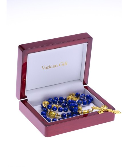 Navy Blue Lapislazuli and Gold Rosary Navy Blue Lapislazuli and Gold Rosary