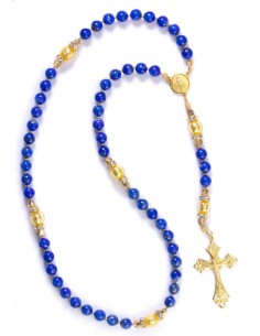 Navy Blue Lapislazuli and Gold Rosary