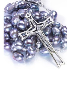 Gray Cultured Pearls Rosary - Sterling Silver Gray Cultured Pearls Rosary - Sterling Silver