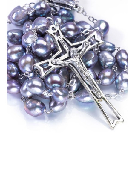 Gray Cultured Pearls Rosary - Sterling Silver Gray Cultured Pearls Rosary - Sterling Silver