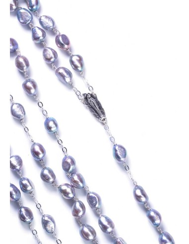 Gray Cultured Pearls Rosary - Sterling Silver