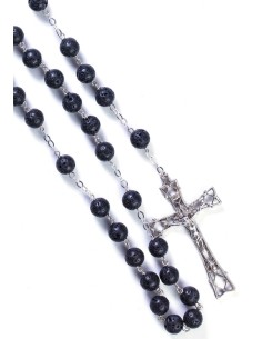 Lava Black Rosary - Sterling Silver