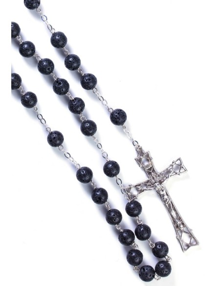 Lava Black Rosary - Sterling Silver Lava Black Rosary - Sterling Silver